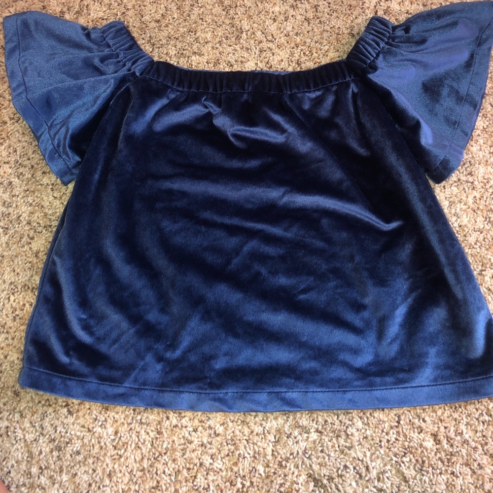 blue velvet off the shoulder top!